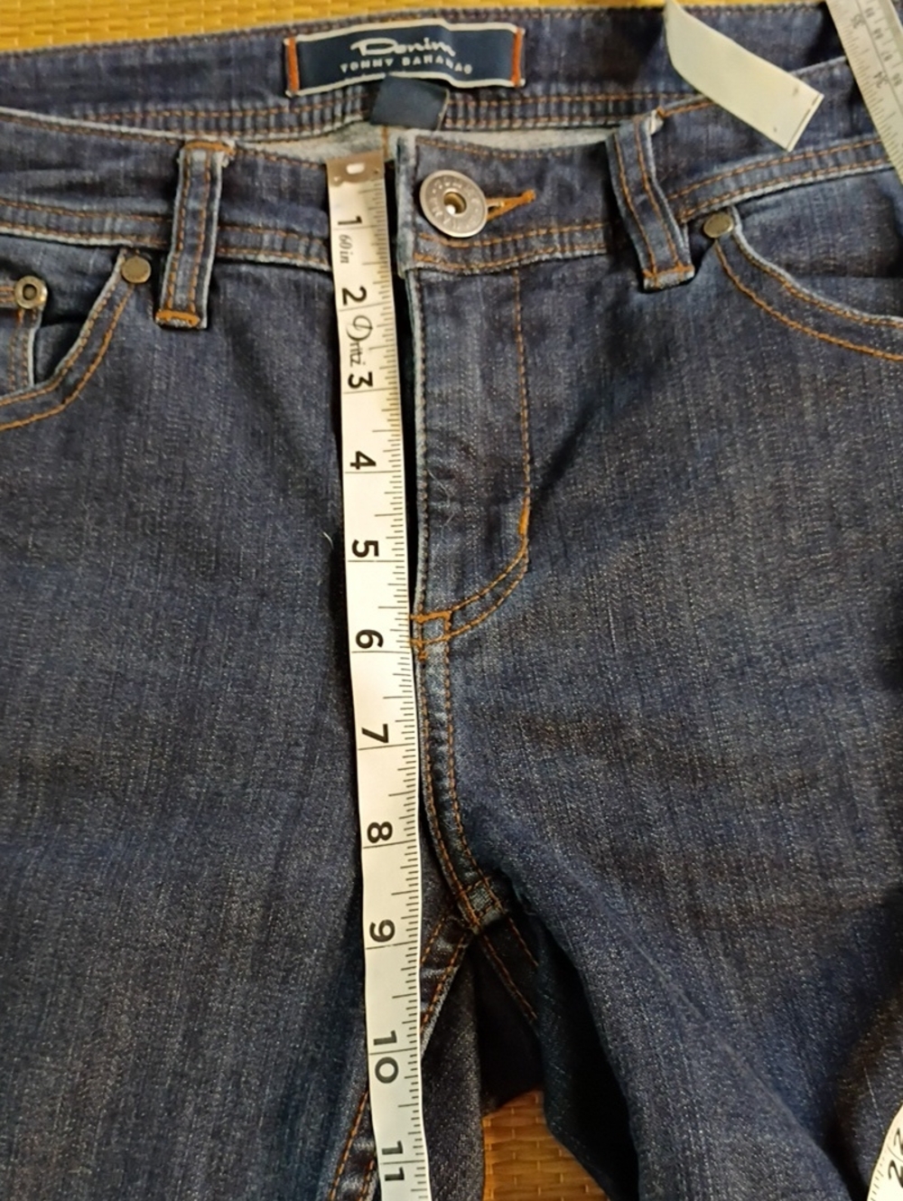 Tommy Bahama Boot Cut Navy Denim Jeans with Orange Stitching - Picture 5 of 9